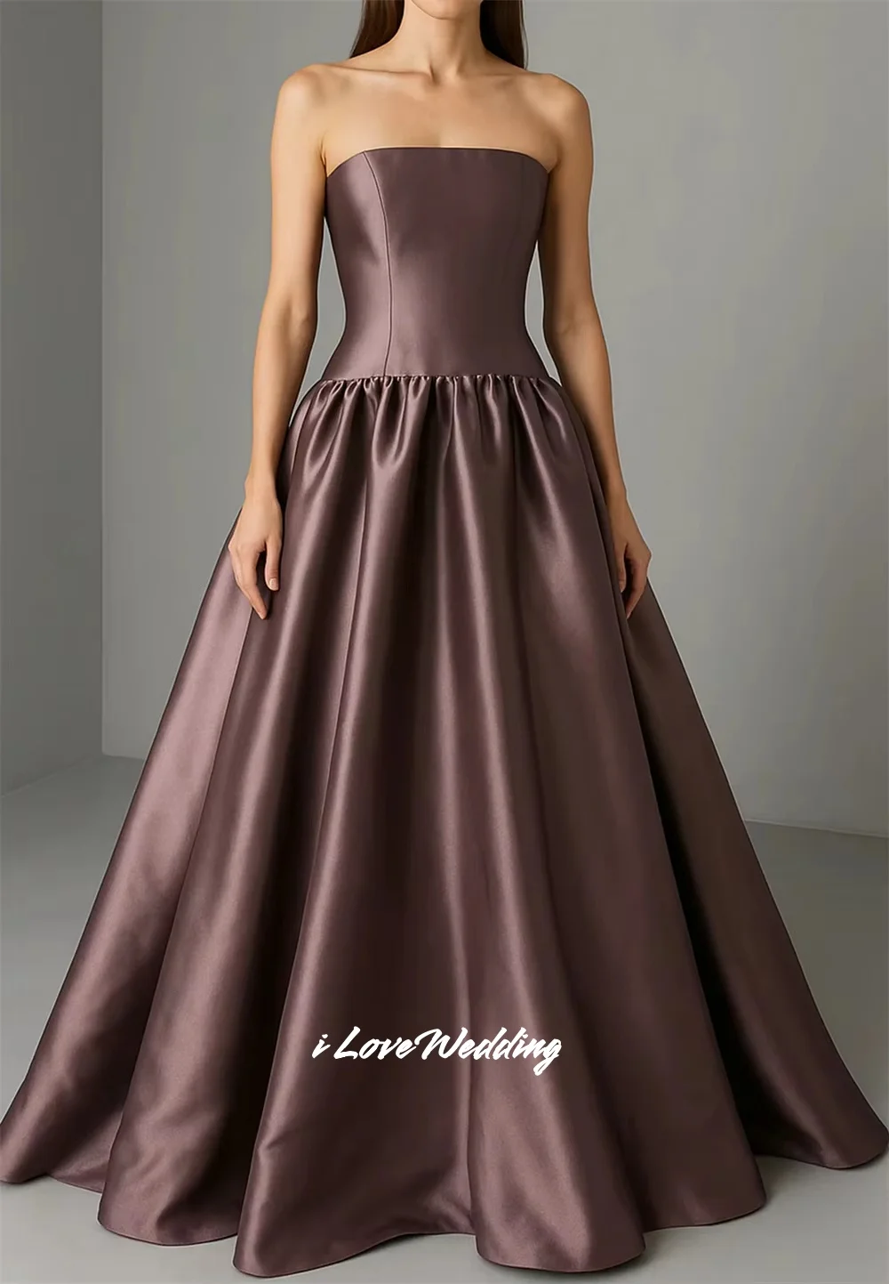 Dames strapless a-lijn meerlaagse mouwloze galajurk فسات Gonzع Vloerlengte vestidos de noche geplooid op maat