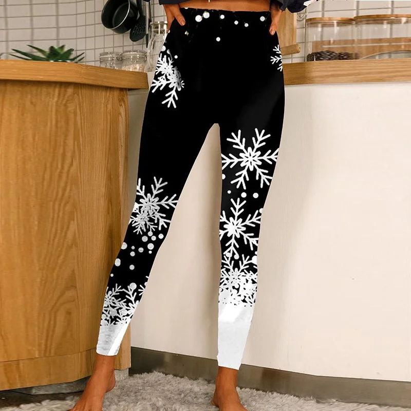 

New Leggings For Women Pants Fashion Snowflake Pattern 3D Print Daily Wear Comfortable Skin Casual Tight Thin Basic Pants