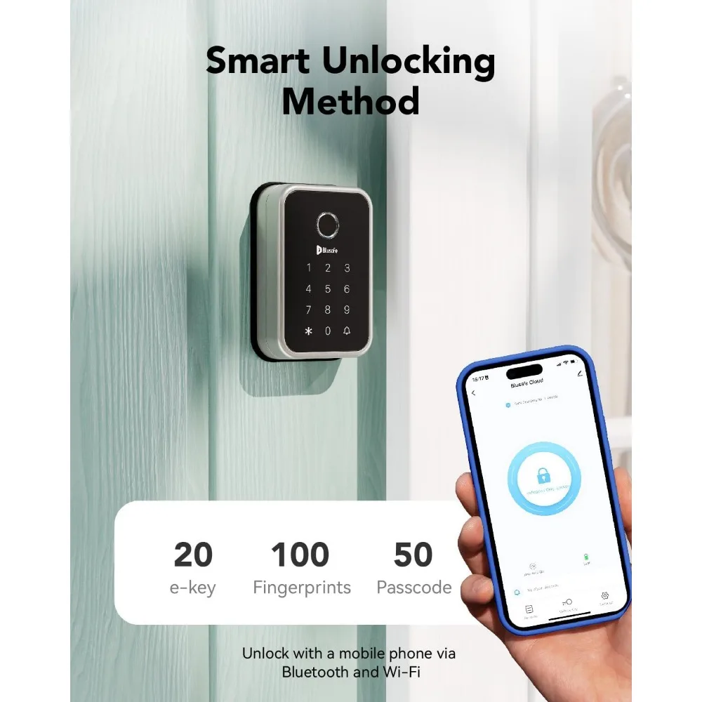 Smart Lock Fingerprint Door Deadbolt Lock 4-in-1 Entry Door Locks Smart (Cloud Brushed Nickel)