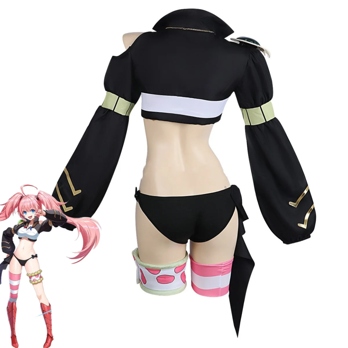 Anime That Time I Got Reincarnated As A Slime Milim Nava Cosplay Costume Short Black Coat Wig Shoes Woman Sexy Kawaii Party Suit - Image 3