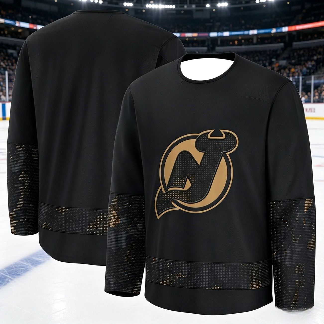 2026 New Jersey Men's Ice Hockey Training Suit - Black and Gold Special Edition 3D Printed Sports Quick-Drying Top Family