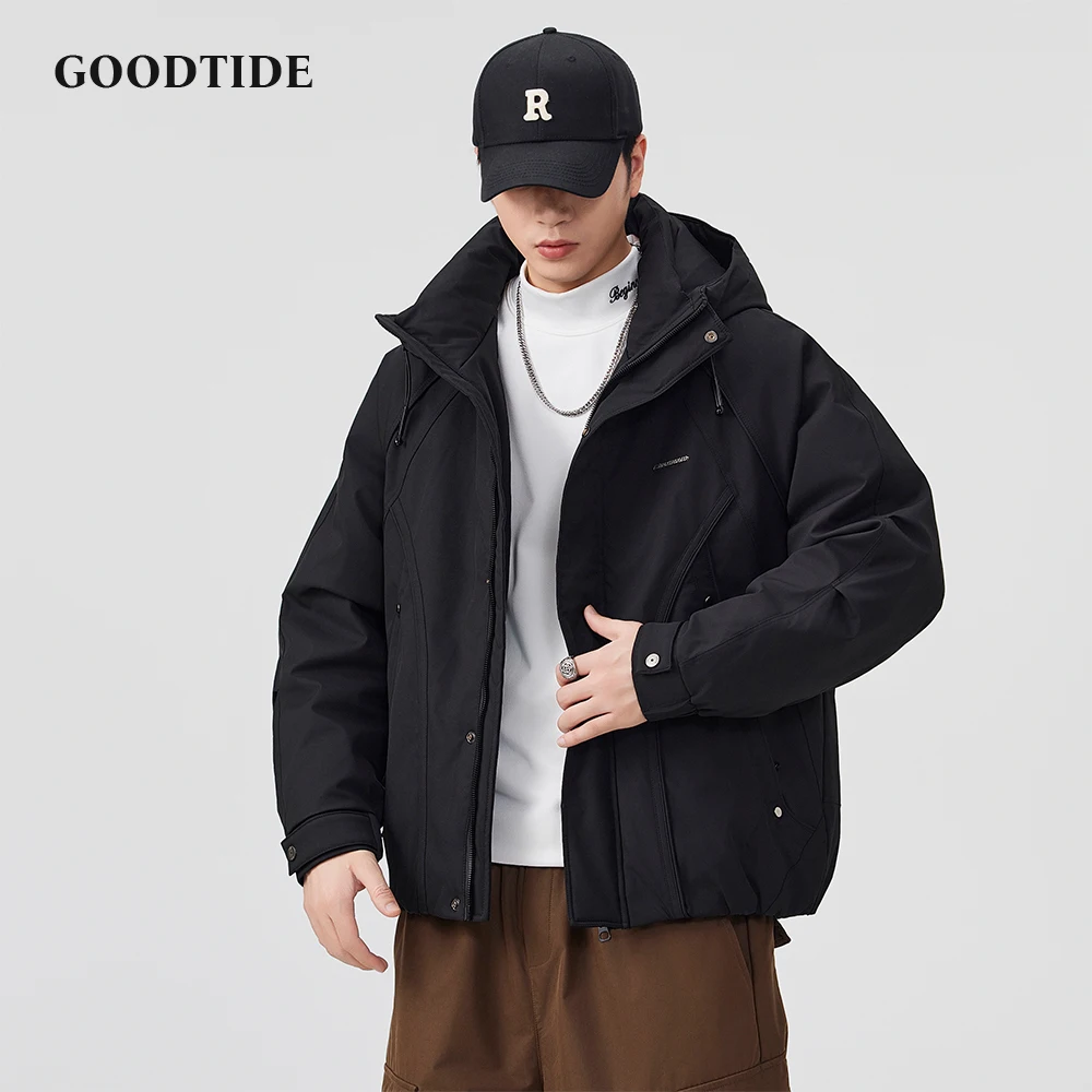 

Fashion Men's Casual Hooded Puffer Jacket 2025 Winter New Adjustable Detail Loose Fit Design Warm Men Down Jacket Top