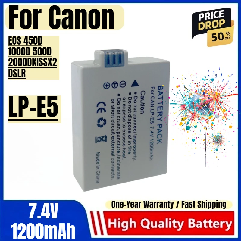 

Аккумулятор LP-E5, 7,4 В, 1200 мАч, аккумуляторы и зарядные устройства для Canon EOS 450D 1000D 500D 2000DKISSX2, аккумулятор для зеркальной камеры