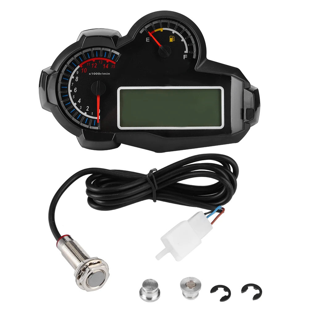 DC 8-12V Universal Digital Motorcycle Speedometer 2/4 Cylinder 14000RPM Tacho Odometer Car Oil Quantity and Water Temperature