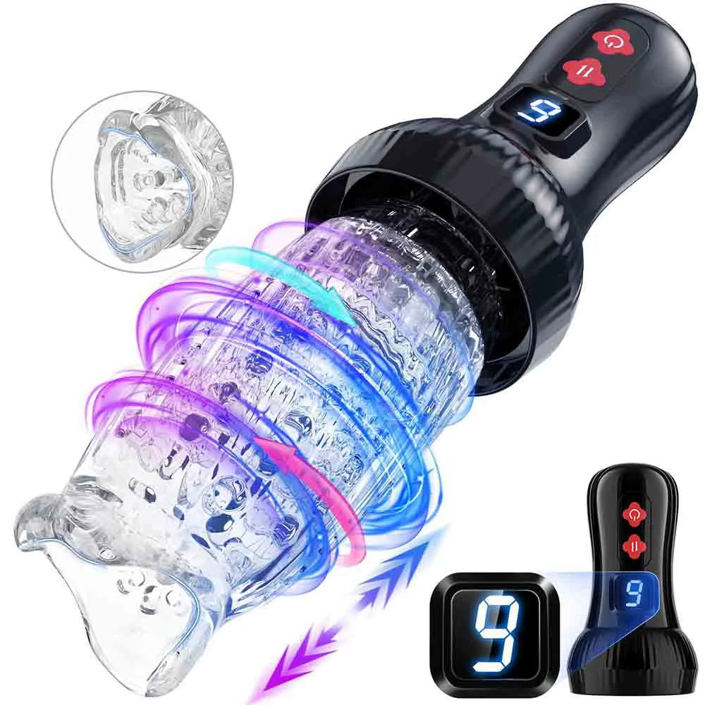 Male Automatic Masturbation Cup 9 Rotating Thrust Pocket Pussy Stroker Penis Blowjob Masturbator Adult Sex Machine Toys for Men
