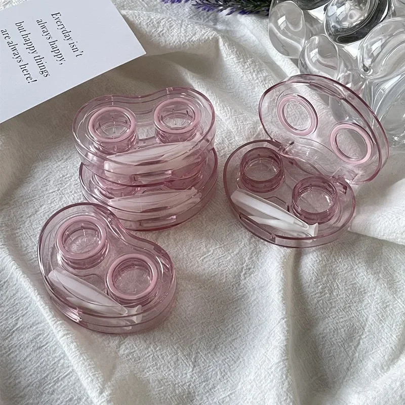 Contact Lens Case Portable Transparent Simple One-piece Companion Case Contact Lens Double Case No Need To Twist The Lid