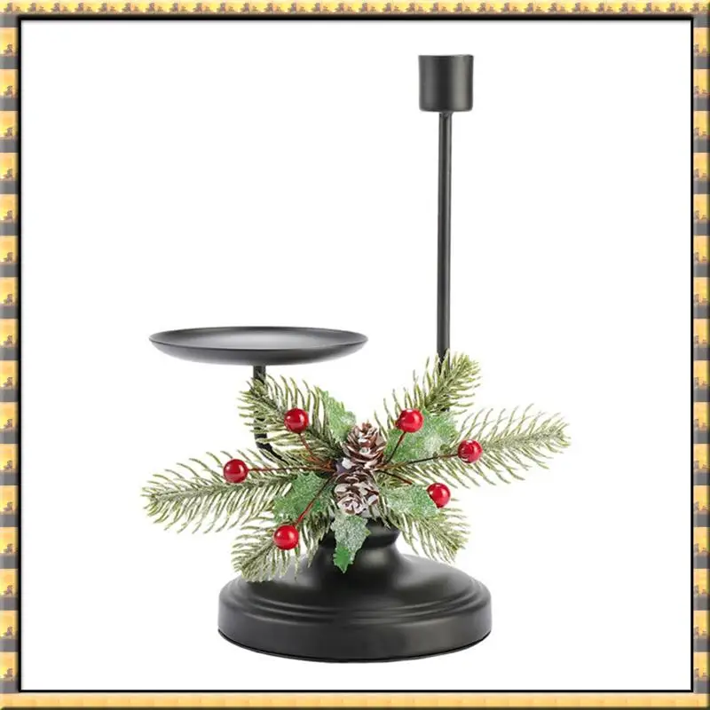 

^AT03 Top Christmas Candle Holder Centerpiece, With Candle Holders Table Accent Centerpiece For Festival Home Decoration Black