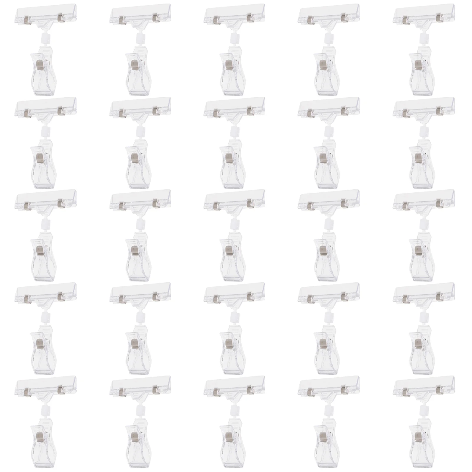 25 Pcs Price Tag Holder Rotatable Sign Double Clip Clear Plastic Display Label Dual