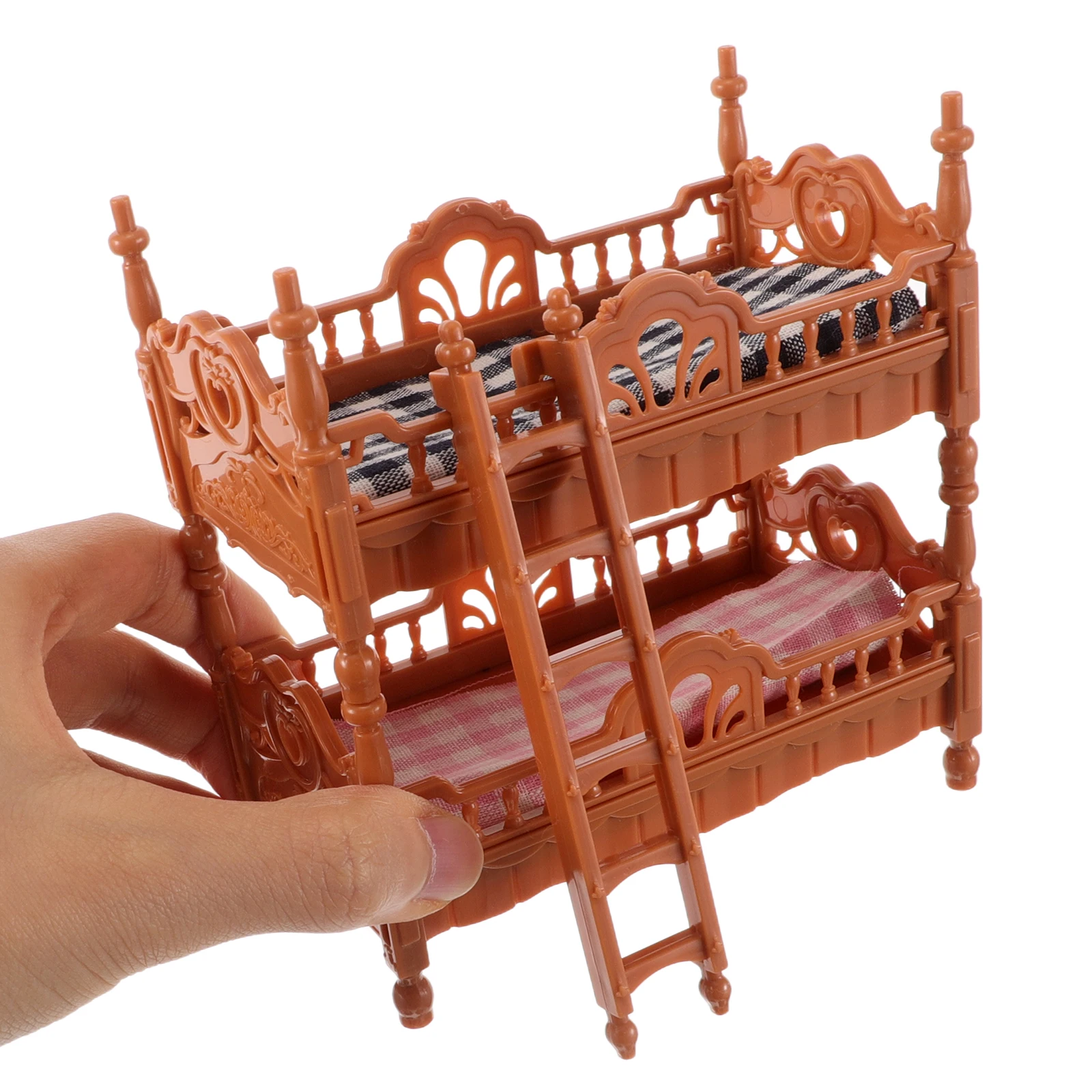 

House Top and Bottom Bunk Mini Furniture Simulated Miniature Double Bed Plastic Dollhouse Bunkbeds