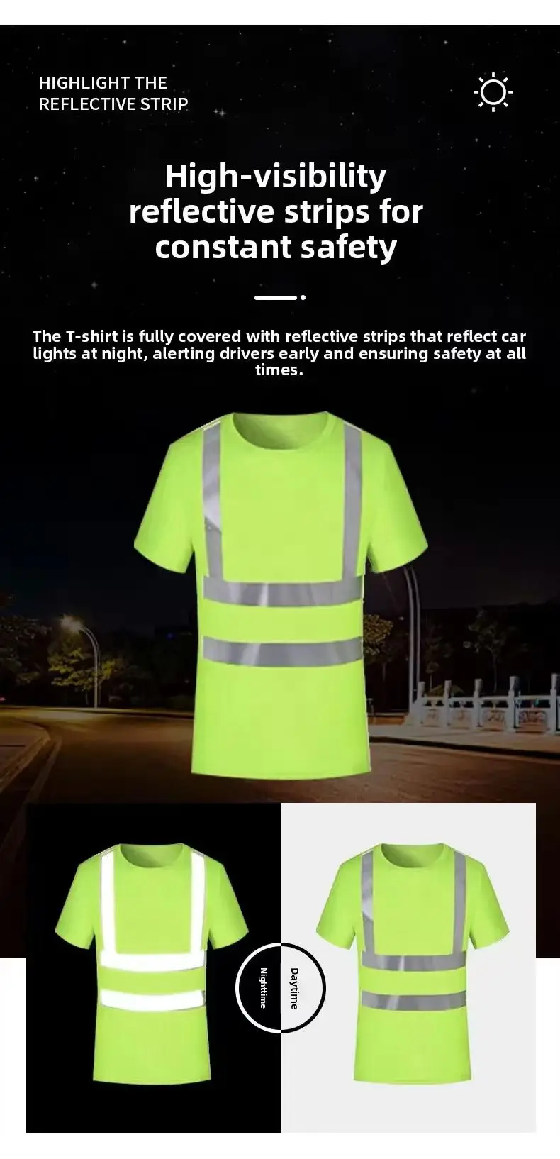 2026 Outdoor-Hemd Fluoreszierendes Hochsichtbares Sicherheits-Arbeitshemd Atmungsaktives Sommer-Arbeits-T-Shirt Reflektierende Weste Schnelltrocknend – Detail 3