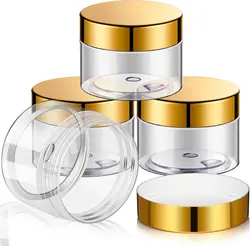 30ml 20/50pcs Cosmetic Makeup Jar Round Clear Wide-Mouth Leak Proof Plastic Container Jars 1OZ GoldLid Transparent Sample Bottle