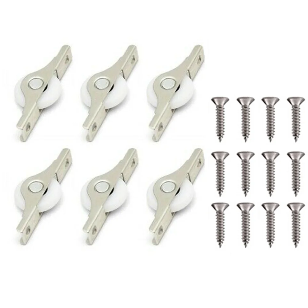 Roller Wheel Pulley Accessories Metal Bracket Parts Practical Replacement 6Pcs Plastic+stainless Steel 2022 New