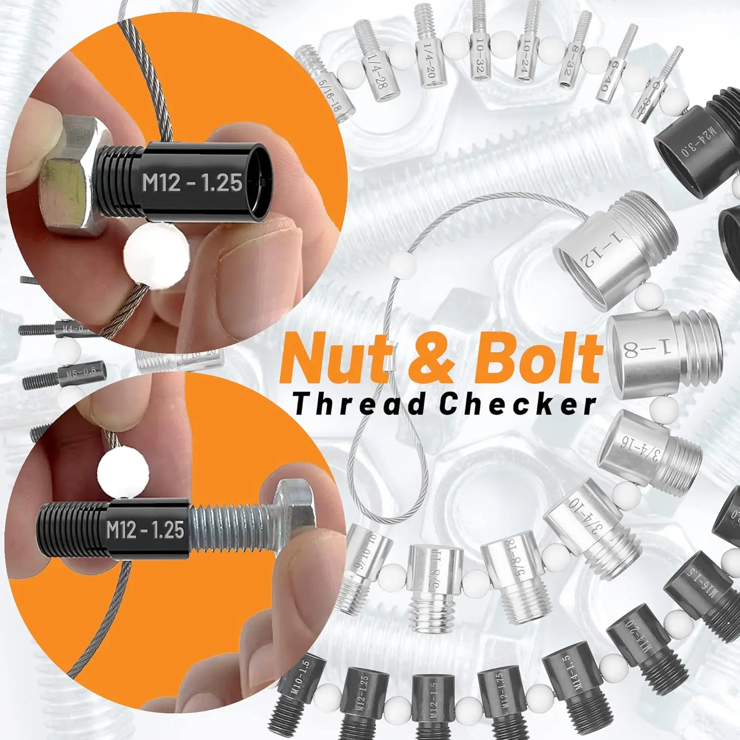 Sprawdzanie gwintów i śrub 44/26 mierników męskich/żeńskich (23/14 Cal i 21/12 metrycznych) mierników identyfikujących rozmiar gwintu
