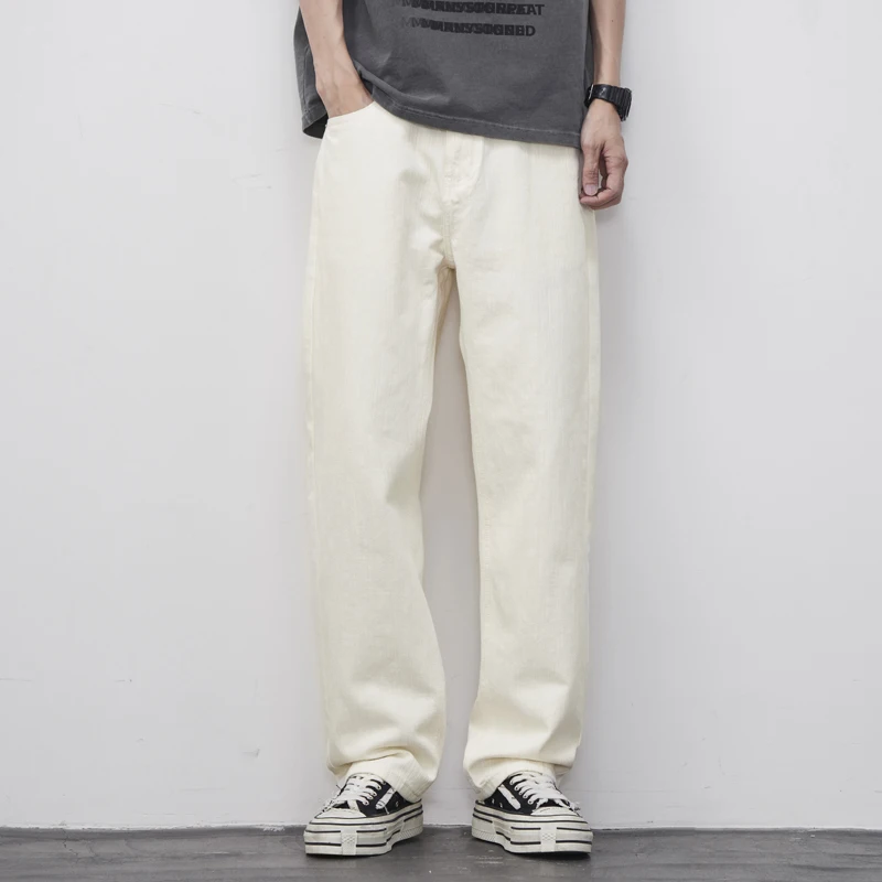 

Men Classic Casual Fashion Vintage Loose Plus Size Straight White Denim Baggy Jeans Pant Cityboy Jeans Long Trousers 42 40
