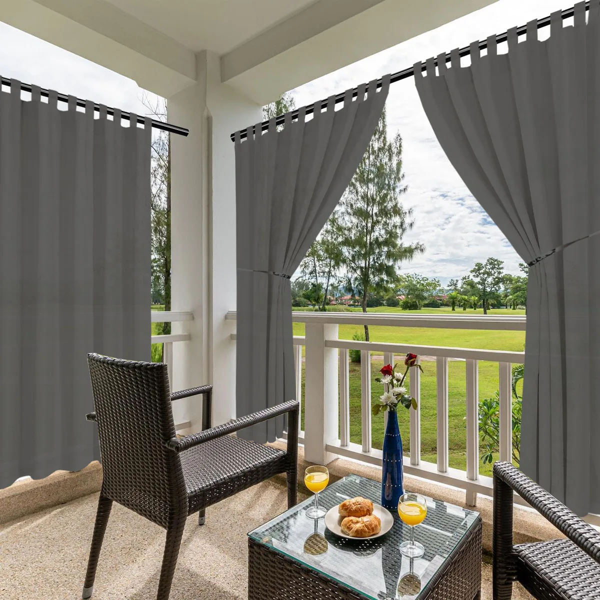 1PC, Waterproof Outdoor Curtains for Patio, Premium Privacy Weatherproof Tape top Outside Curtains for Porch, Pergola, Cabana