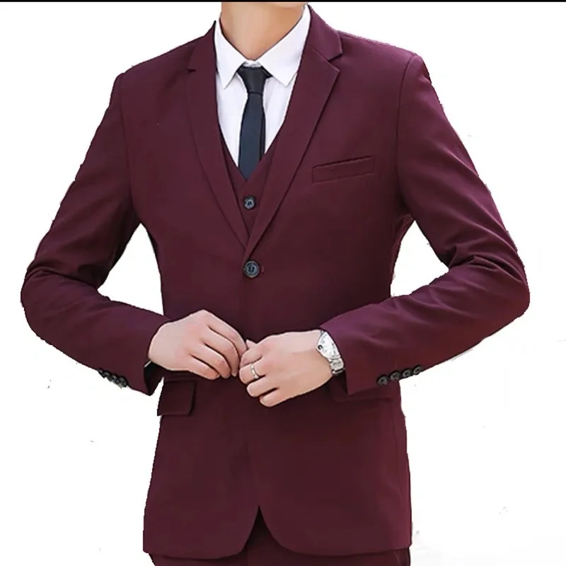 Trajes de negocios formales para hombre, chaquetas de dos botones, trajes profesionales informales de estilo coreano, ajuste Delgado, púrpura