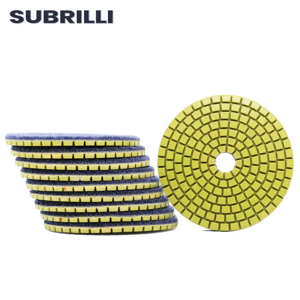 

SUBRILLI 3" 10pcs Diamond Polishing Disk Granite Marble Concrete Polish Wet Use Sander Pads Grinding Buffing Diamond Tool