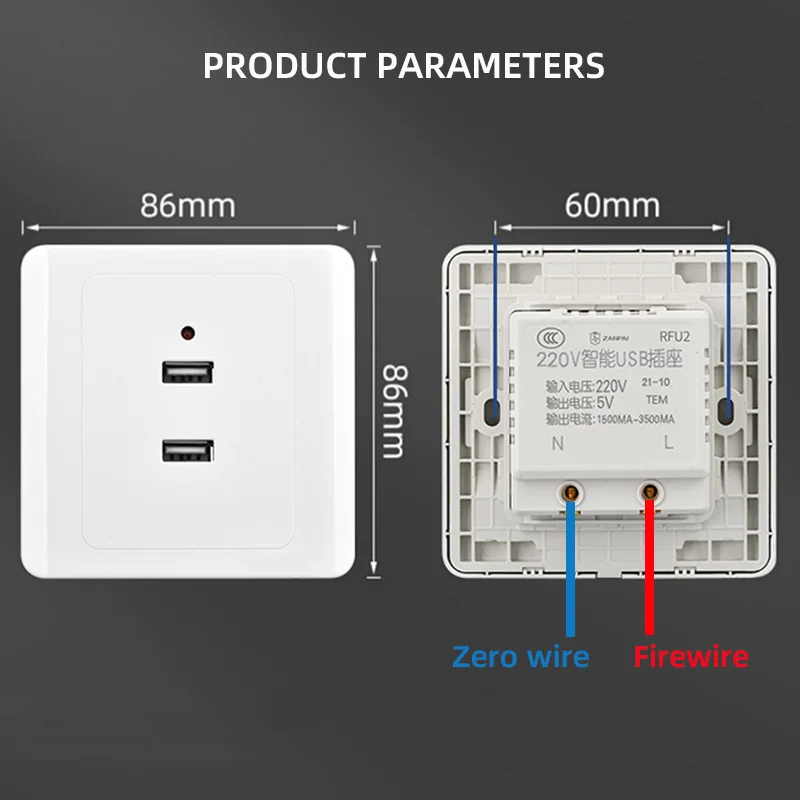 مقبس حائط USB عالمي، غرفة نوم مدمجة/بدلة مينغ 4 منافذ مقبس USB، مع ضوء LED، مقبس شحن الهاتف المحمول 2.1A #5