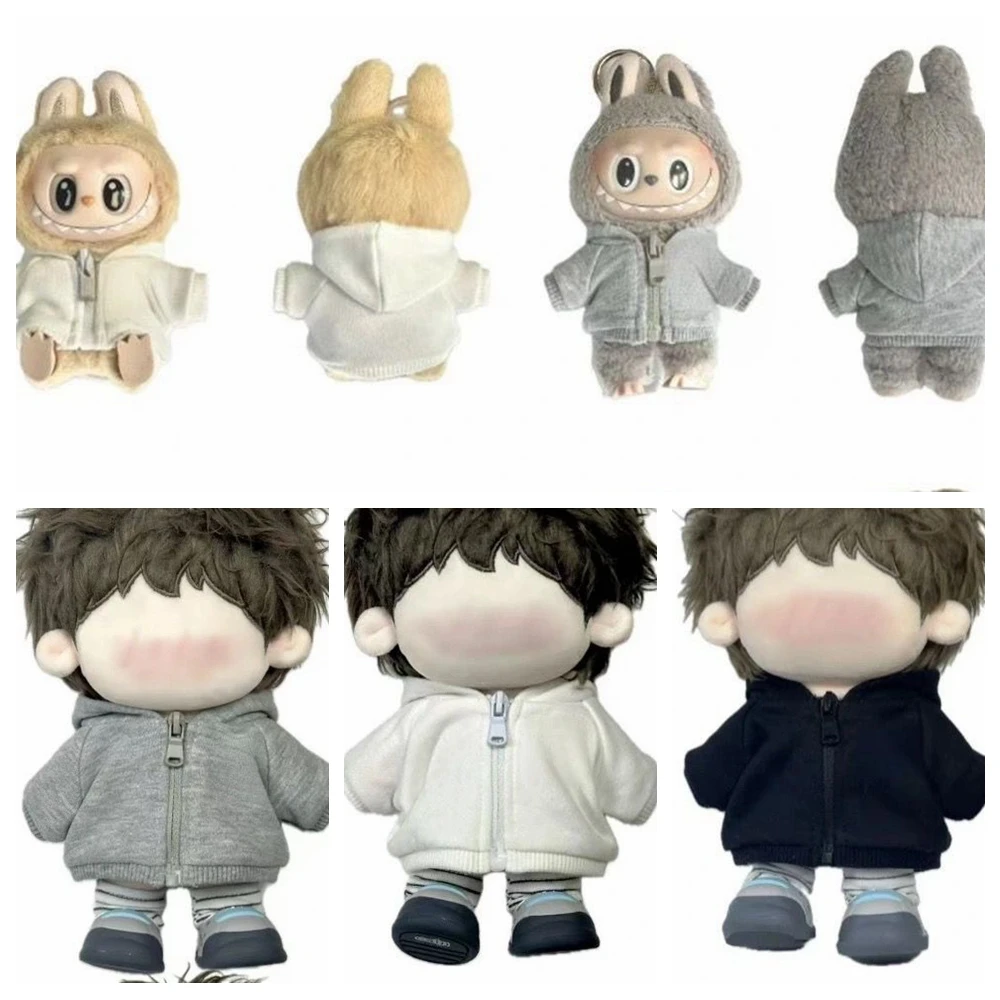 

For 17cm Labubu Zipper Sweatshirt Hoodie Doll Clothes Decoration Accessories Suitable for Ropa Labubu 10cm Cotton Doll