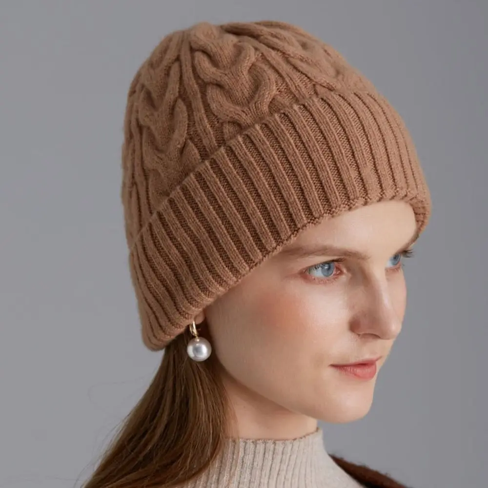 جديد سميكة محبوك قبعة لينة بلون الصوف قبعة مرونة قبعة صغيرة النساء الرجال