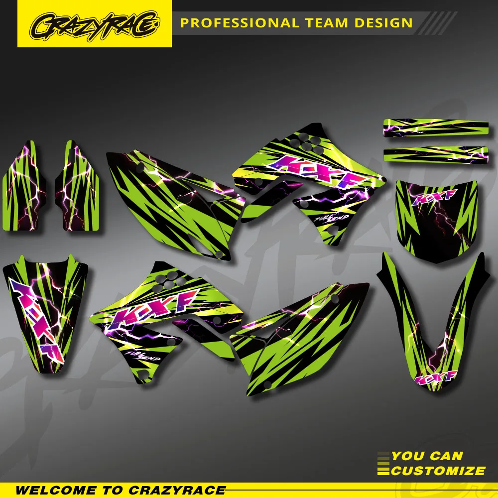 

Motocross Stickers Fairing Graphics Background Decals For Kawasaki KX250F KXF 250 KX 250F 2009-2012 2011 2010 Custom Decoration