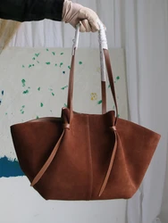Winter Fashion Unique Niche Genuine Leather Women Bag\Handbag Big Simple Real Leather Lady Tote Underarm Shoulder Commuter Bag