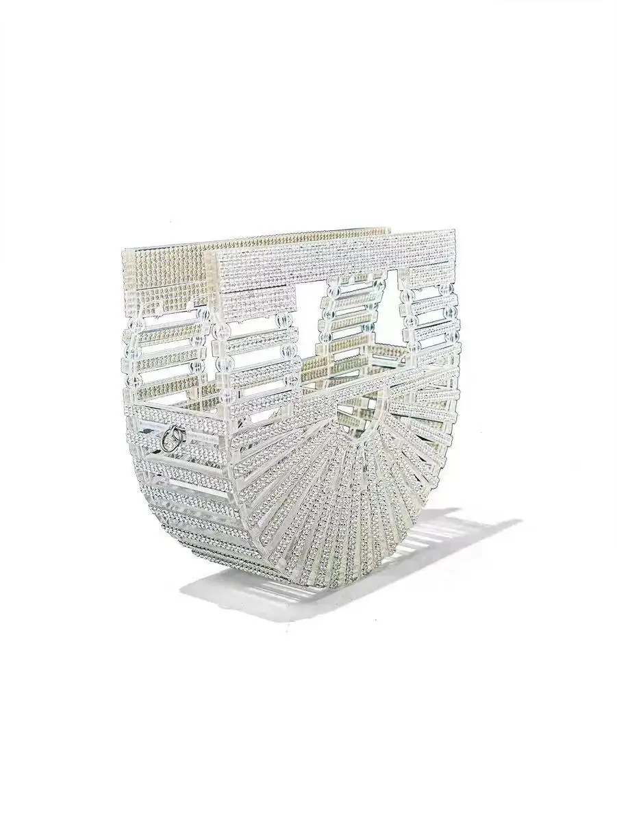 Luxury Shiny Rhinestone Evening Bag, Women's Handmade Acrylic Clutch, Mini Sparkly Diamond Party Purse, Elegant Handbag for Wed