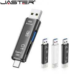 JASTER Type-C/Standard USB 3.0/Micro USB/TF Card Mini Card Reader Новый многофункциональный кард-ридер 5-в-1 Белый растягивающийся для стороны ПК