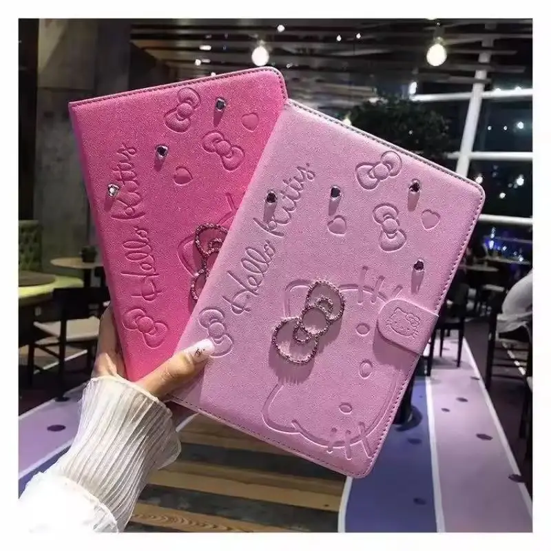 Sanrio Hello Kitty Case For iPad 10th 7/8/9th Gen 10.2 Cover For IPad Pro 11 Mini 4 5 6 Air 4 5 Diamond PU Leather Smart Cover