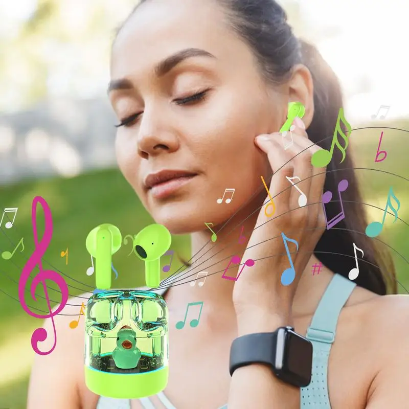 Auriculares intrauditivos inalámbricos con diseño de pato, reducción de ruido de entrenamiento con miniaudífonos, batería de larga duración para llamadas de voz