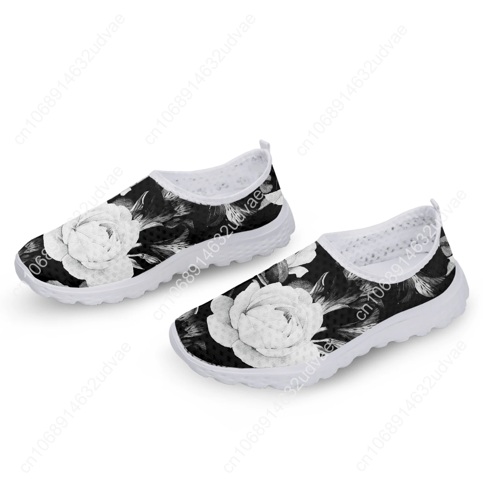 Beautiful Rose Flower Print Lightweight And Breathable Summer Shoes Soft Sole Outdoor Walking Shoes Casual Shoes