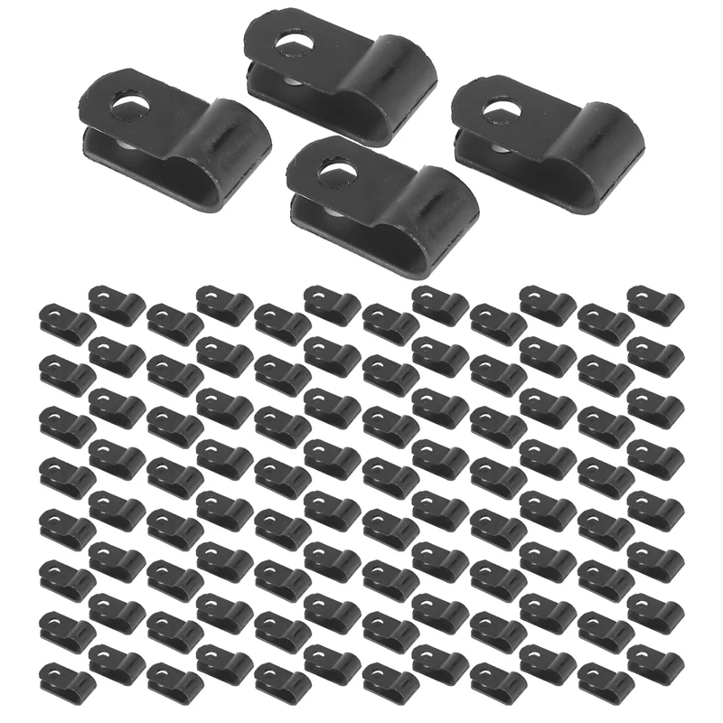 LUWEI 1000 Pcs 1/4 Inch Black Nylon R-Type Cable Clips For Mounting Indoor Outdoor Rope Light Electrical Wire Clamp Fastener