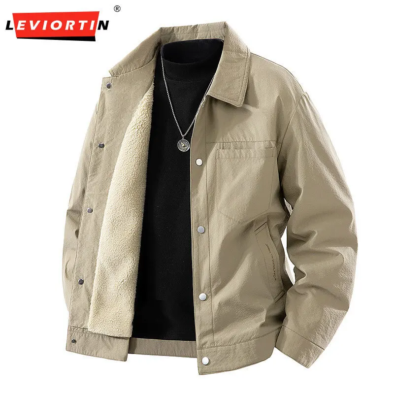 

Men's lightweight and luxurious outdoor style jacket for autumn and winter, loose and plush thick casual versatile warm top