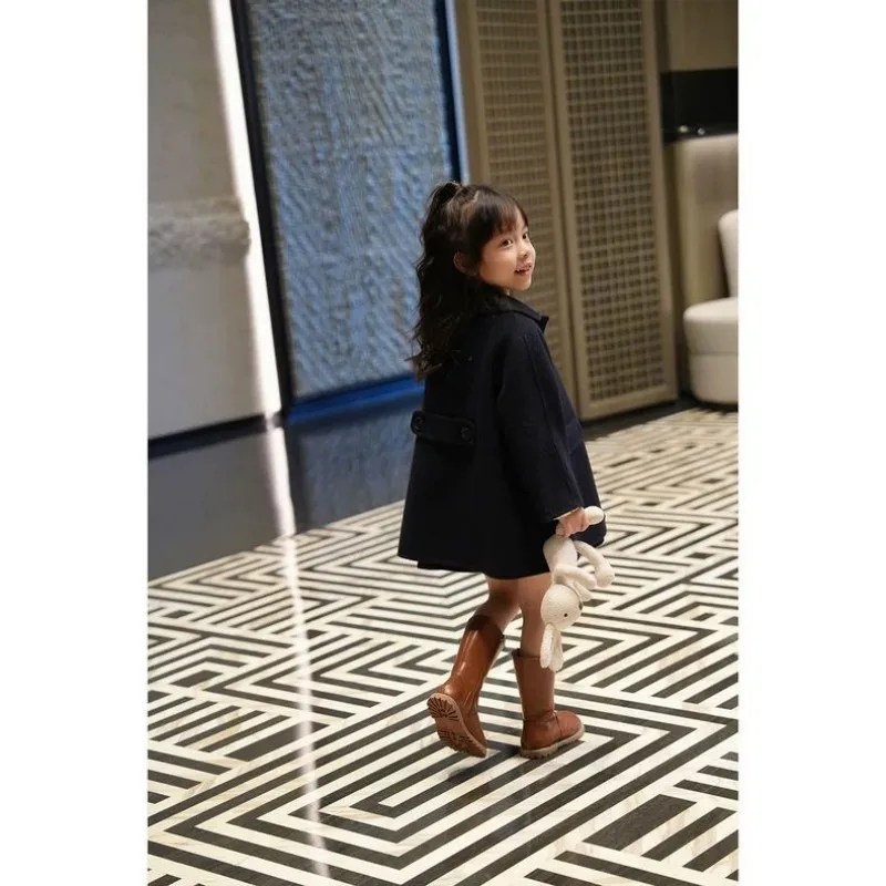 الخريف والشتاء الفتيات معطف النسخة الكورية الجديدة سترة الأطفال الصوفية معطف دافئ معطف أطفال V90-130CM