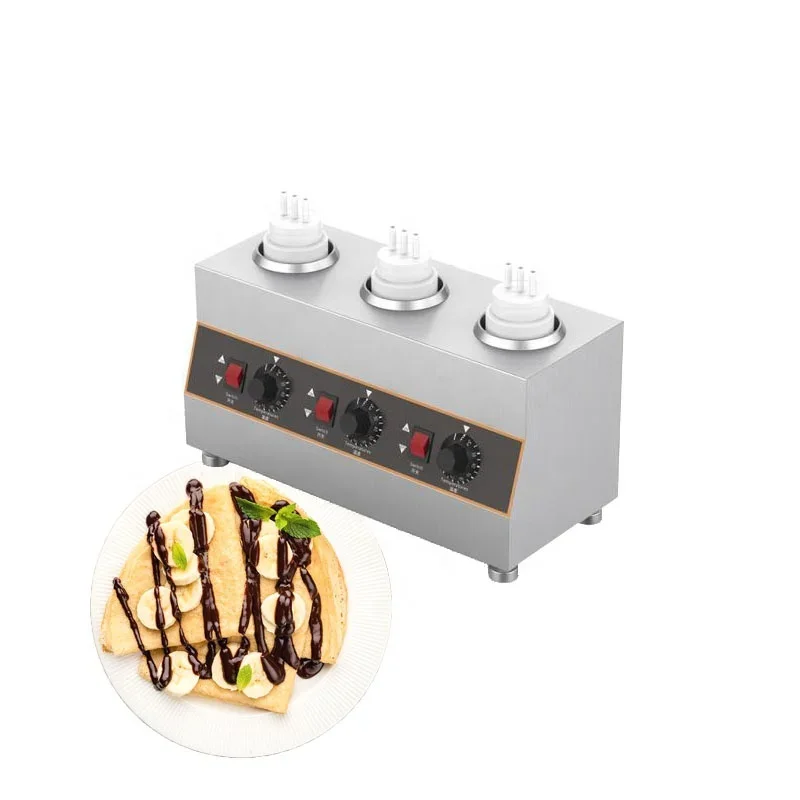 Commercial 4-Bottle Sauce Warmer – Cheese & Chocolate Heating Machine for Snack Businesses