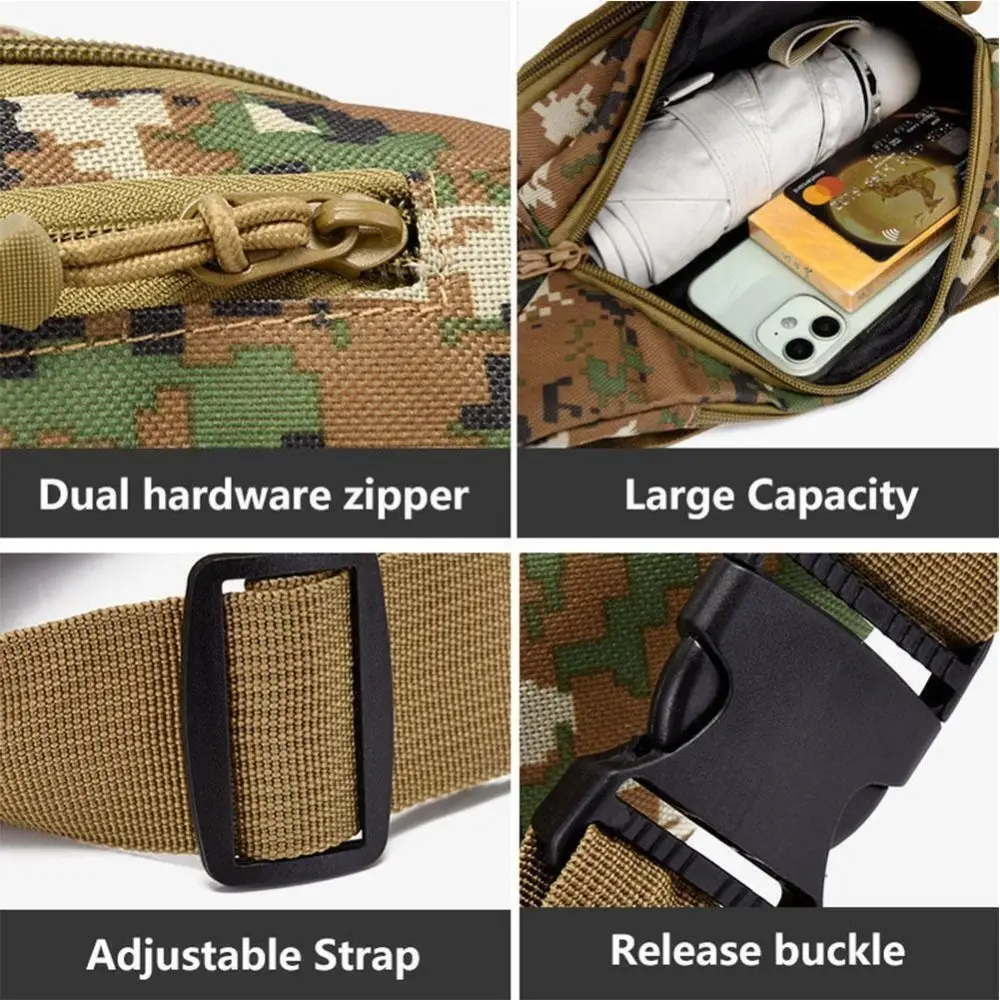 Multi-layer Sling Bag New Nylon Waterproof Camouflage Fanny Pack Large Capacity Outdoor Waist Bag