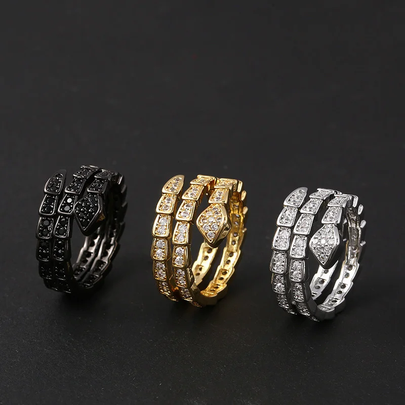 

European and American Abi style snake bone shaped ring design with a high-end feel and adjustable ring for the Year of the Snake