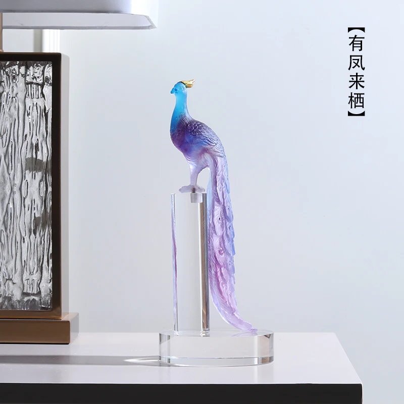 Colored Glaze Peacock Decoration with Phoenix Living Room Decoration Move House House Moving Gift