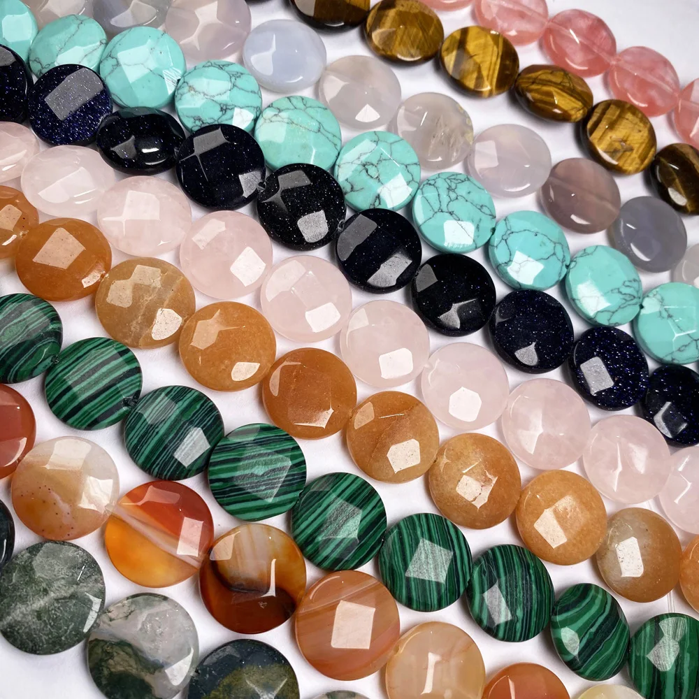Natural Stone Faceted beaded Round agate Gemstone Loose Isolation Beads for Jewelry Making DIY Bracelet  Necklace Accessories