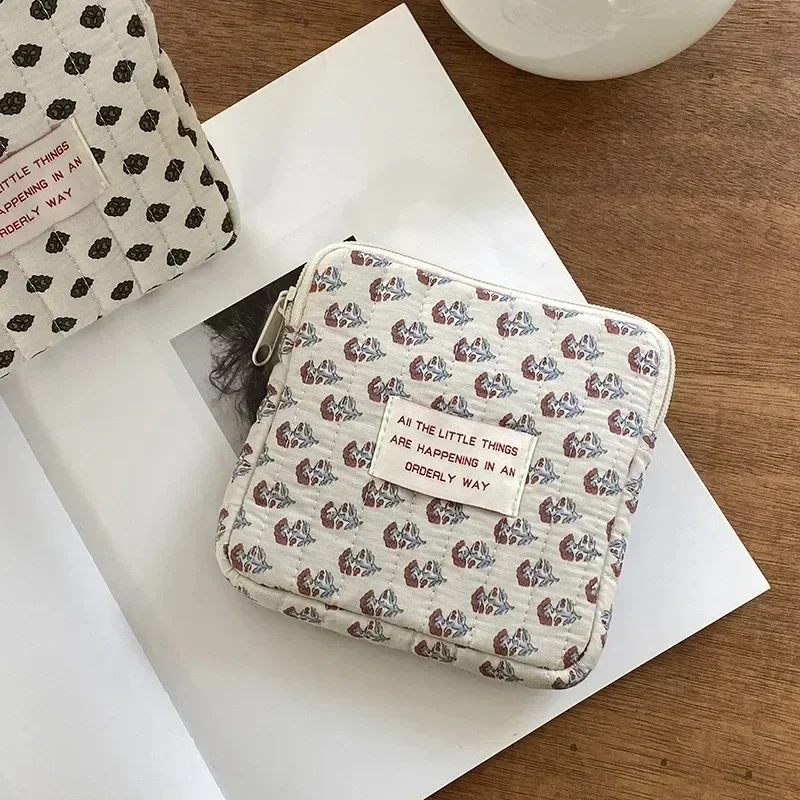 Sacs de rangement pour serviettes hygiéniques en coton, porte-monnaie coréen mignon, étui en poudre pour carte d'évaluation de bijoux, petits sacs à cosmétiques de maquillage