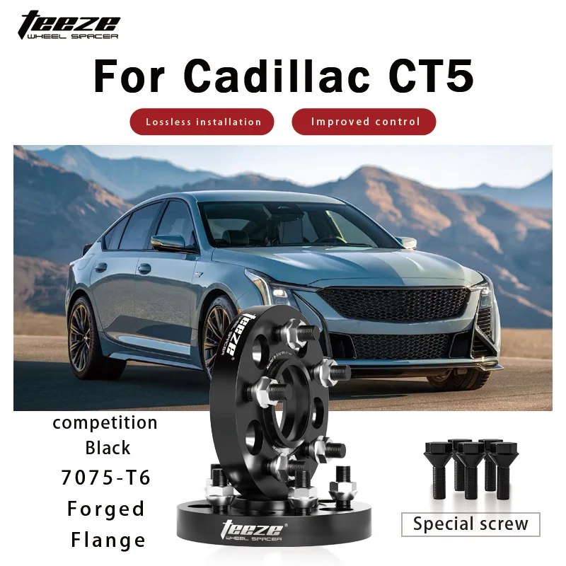

Teeze 2/4pcs 5x120 CB66.9mm M14x1.5 Hub Centric Black Forged wheel spacer For Cadillac CT5 Flange Plate20/25mm
