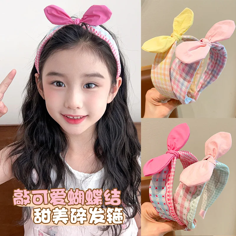 Kids Headband Cute Bow Multicolor Cloth Gentle Non Slip Face Wash Fringe Hair Accessory for Girls Daily Adjustable Lightweight