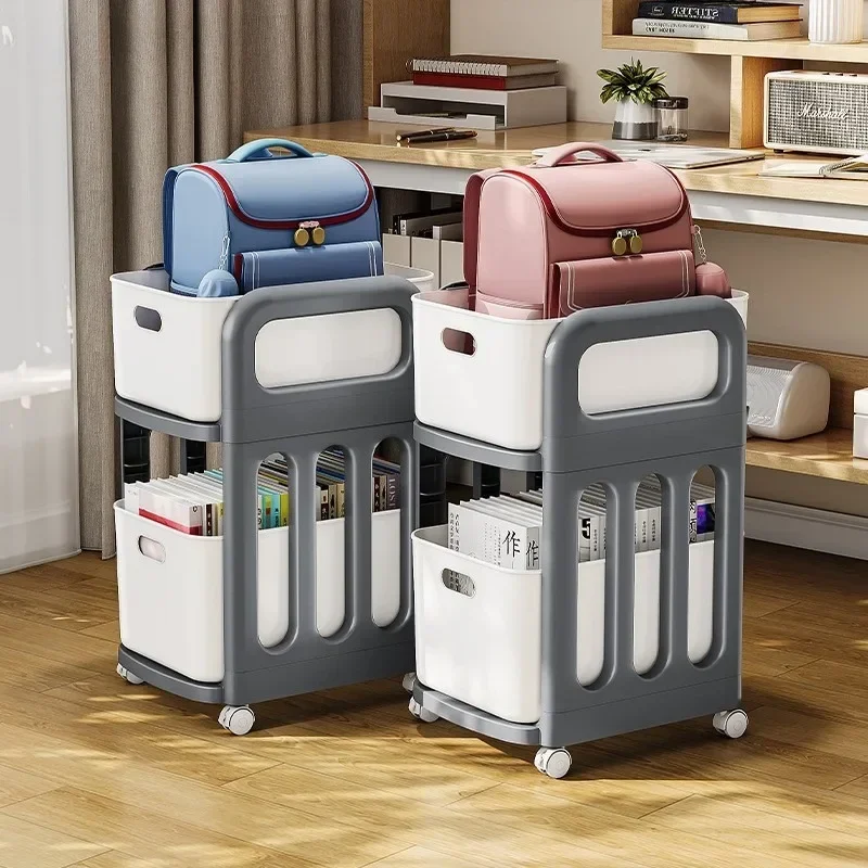 

Backpack Storage Rack Movable Trolley Office Desk Book Storage Cabinet Student Backpack Storage Artifact