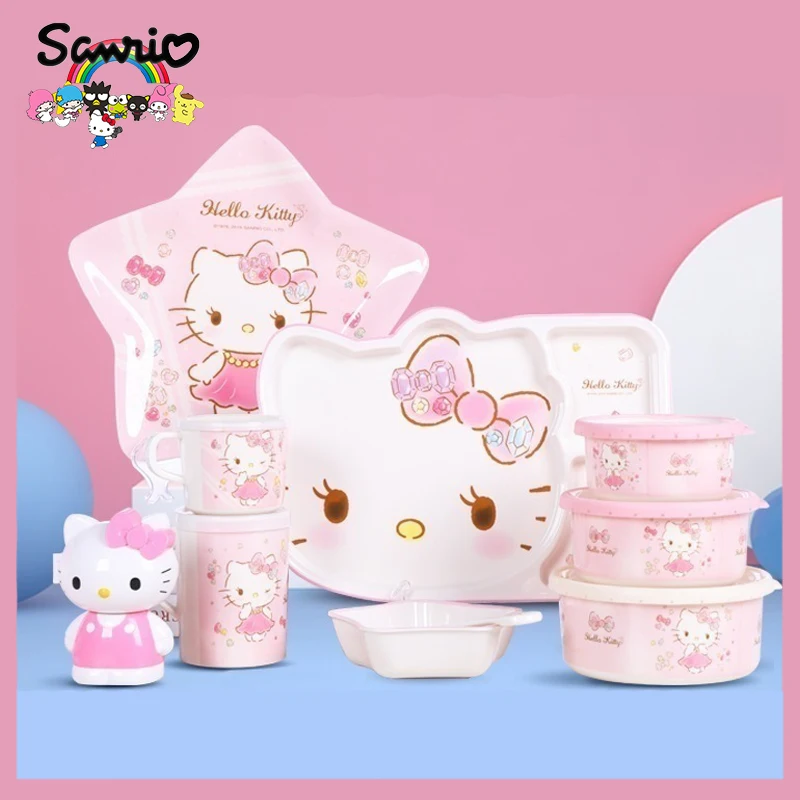 

Sanrio Hello Kitty посуда детская дополнительная еда Kawaii бытовая чашка для воды тарелка с фруктами детские периферийные устройства в стиле аниме