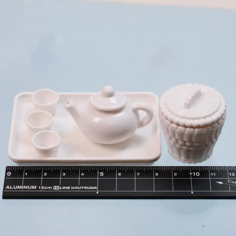 Set da tè in miniatura da collezione, accessori per scene di case delle bambole, teiera e tazza modello di simulazione, arredamento decorativo
