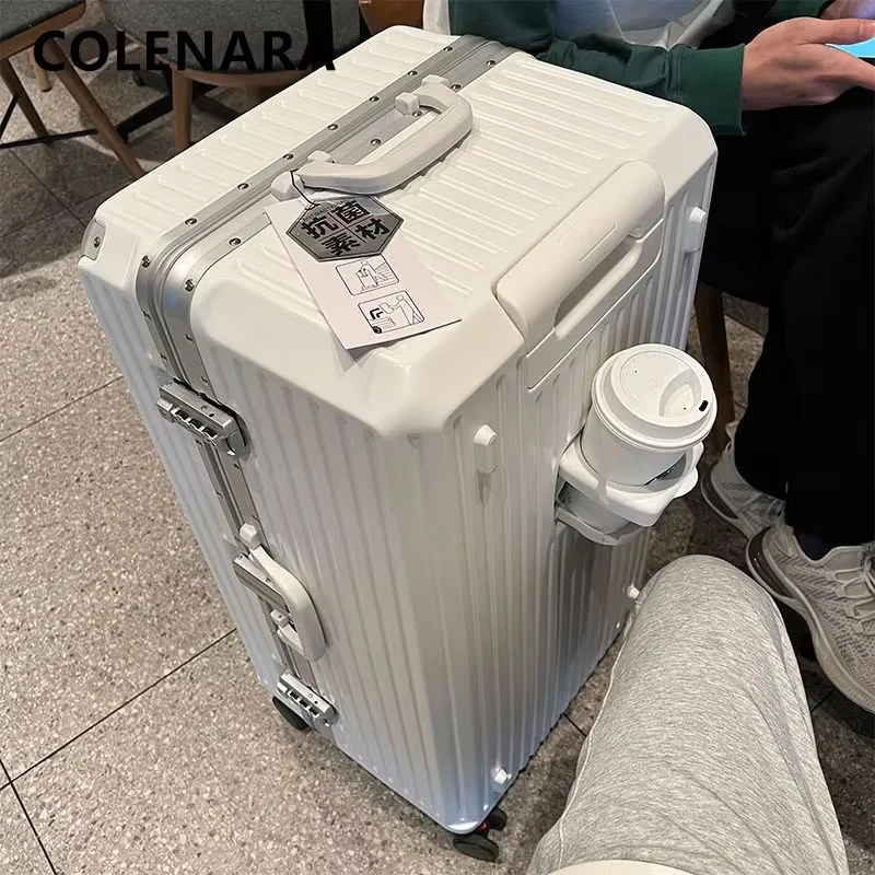 

COLENARA New Suitcase Aluminum Frame Trolley Case Large Capacity Password Box 22"24"26"28"30 Inch Cart Type Travel Bag Luggage