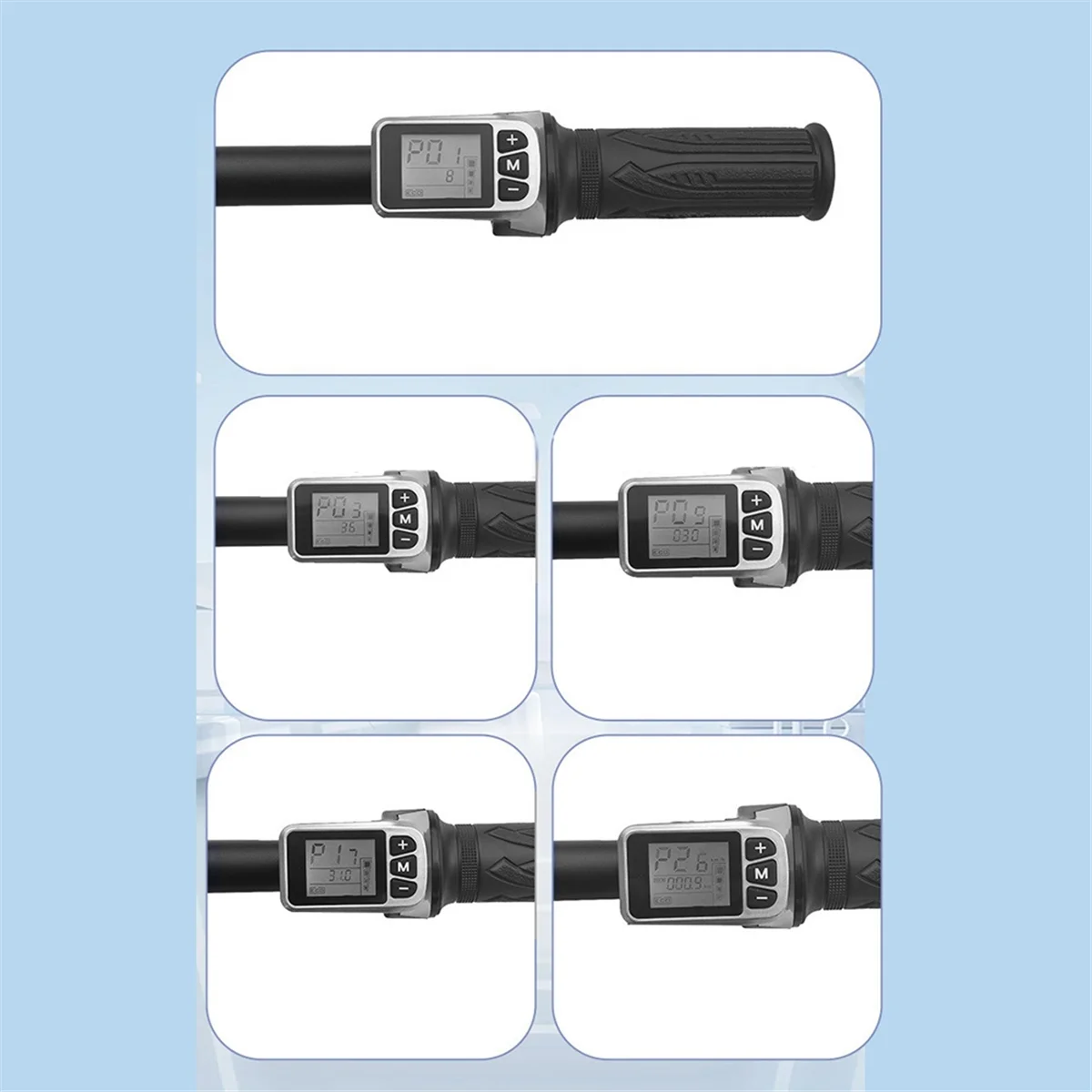 QA88X 124DX 36 فولت/48 فولت LCD عرض الكمية الكهربائية مع التبديل EBike سرعة التحكم خنق قبضة خنق كهربائي قبضة