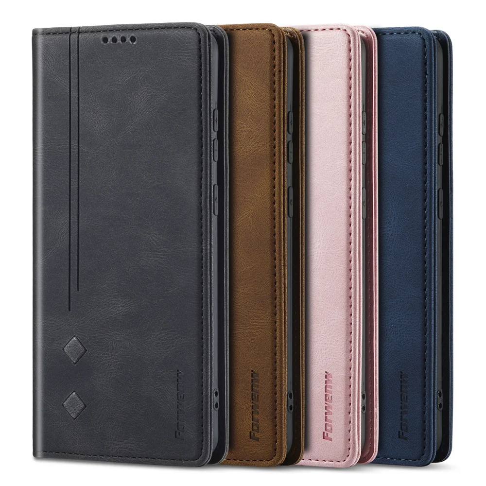 Capa de couro com fecho magnético para Galaxy, Carteira Flip Cover, À prova de choque, Luxo, Design de moda, S8, S9, S10, S20, S21, S22, Note 20, Ultra