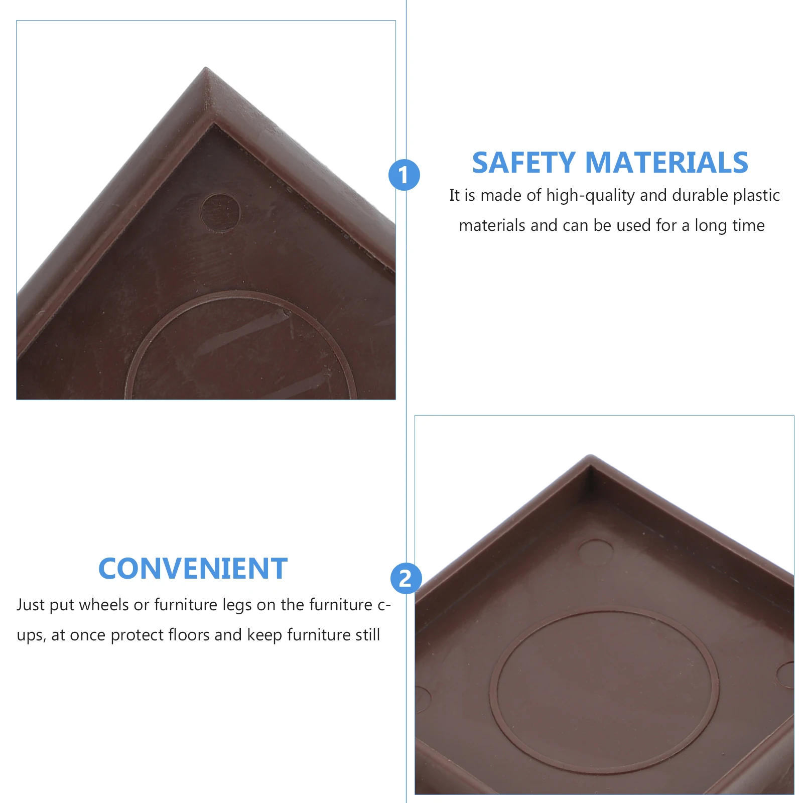 

Furniture Caster Plastic Pads for Table Bed Sofa Square Furniture Cup Chair Stoppers Wheel Protectors Square Mats Tile Carpet