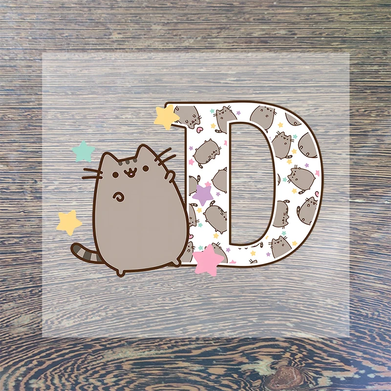 Pusheen Cat Iron on Patch Sticker Letter A-Z Customization Stitch Patches T-shirt Tops Clothing Cartoon Anime Boys Girls Gifts